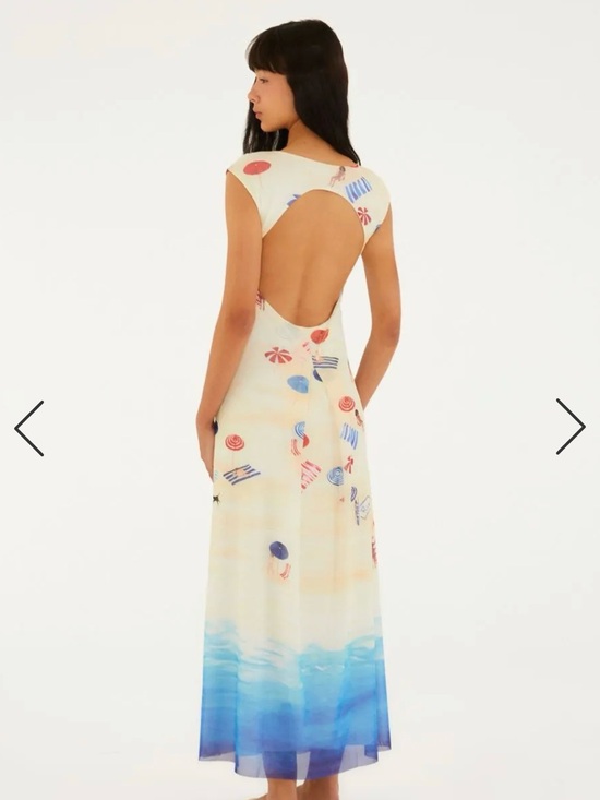 FARM Rio Dresses & Skirts - FARM Rio Cream Maxi Dress with Blue Ombre